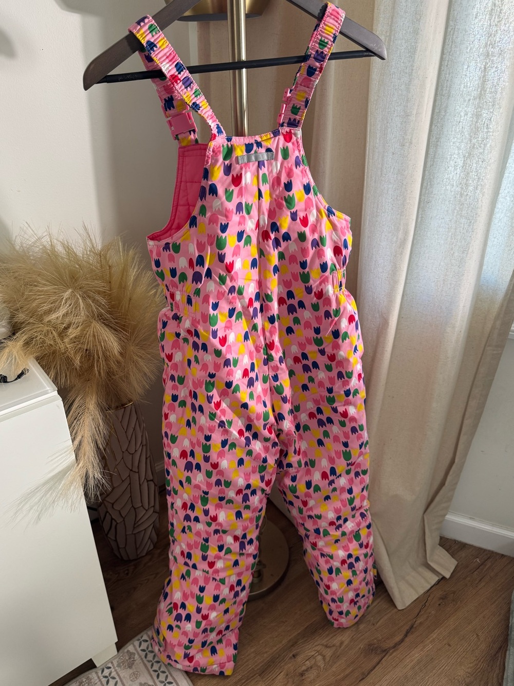 Hanna Andersson Kids Pink Tulip Waterproof Insulated Snow Bib Overalls - Picture 9 of 9